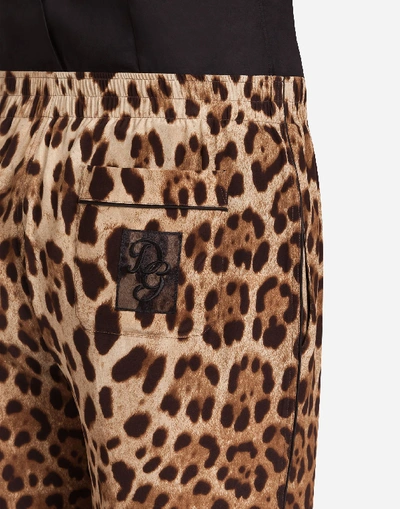 Shop Dolce & Gabbana Pajama Pants In Printed Silk In Leopard