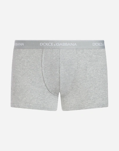 Shop Dolce & Gabbana Set Of 2 Cotton Boxers In Gray