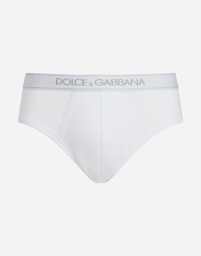 Shop Dolce & Gabbana Briefs In Stretch Cotton In White