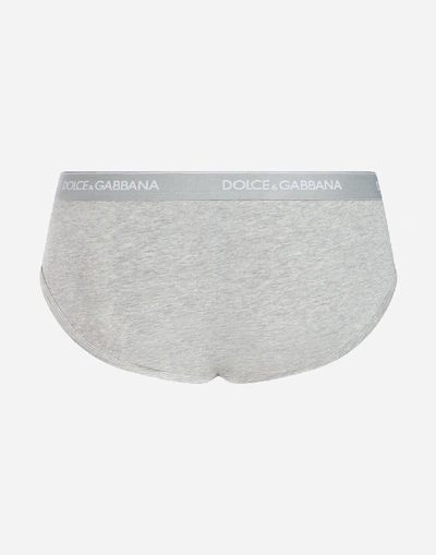 Shop Dolce & Gabbana Set Of 2 Cotton Briefs In Gray