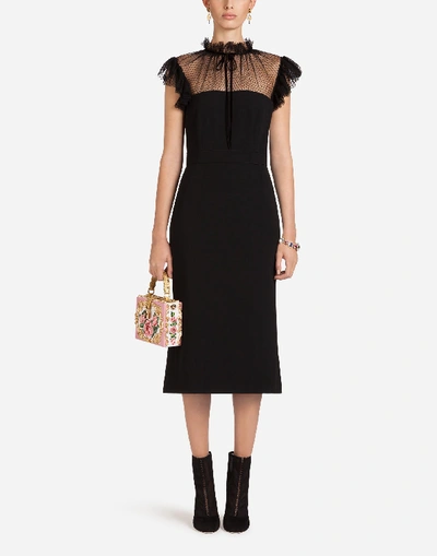 Shop Dolce & Gabbana Cady And Tulle Dress In Black