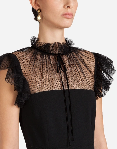 Shop Dolce & Gabbana Cady And Tulle Dress In Black