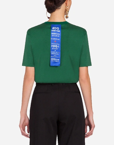 Shop Dolce & Gabbana Printed Cotton T-shirt In Green