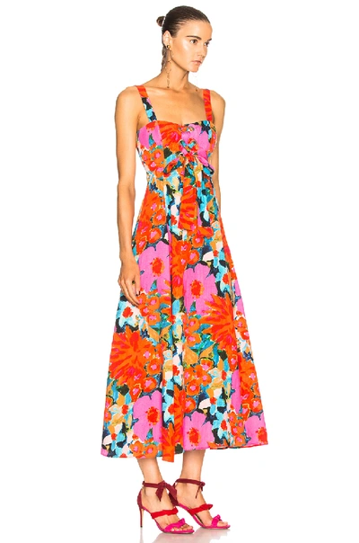 Mei Lace up Floral print Tencel And Linen blend Dress In Pink Multi