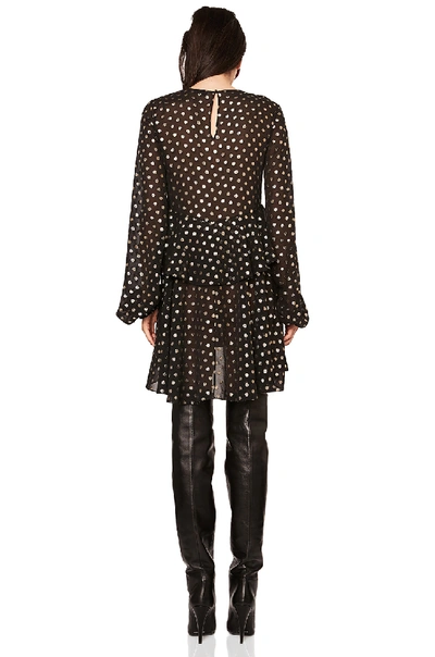 Shop Saint Laurent Polka Dot Mini Dress In Black,polka Dots,metallic