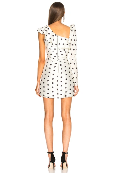 Shop Self-portrait Printed Star Frill Dress In Ivory