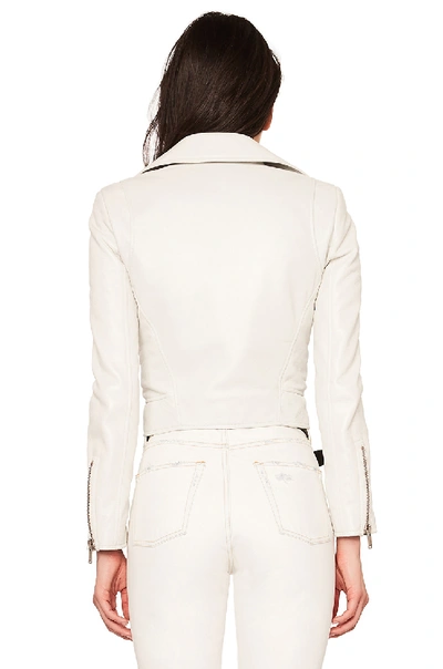 Shop Saint Laurent Slouchy Motorcycle Jacket In White