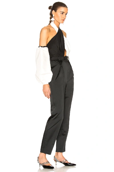 Shop Self-portrait Cross Front Monochrome Jumpsuit In Black