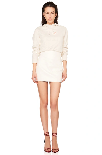 Shop Saint Laurent Classic High Waisted Leather Mini Skirt In White