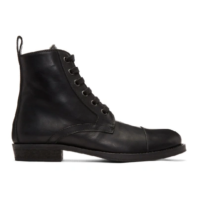 Shop Ann Demeulemeester Black Leather Boots In 099 Black