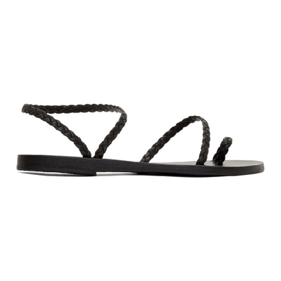 Shop Ancient Greek Sandals Black Braided Leather Eleftheria Sandals