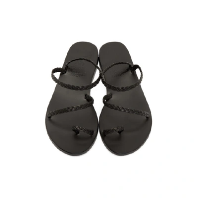 Shop Ancient Greek Sandals Black Braided Leather Eleftheria Sandals