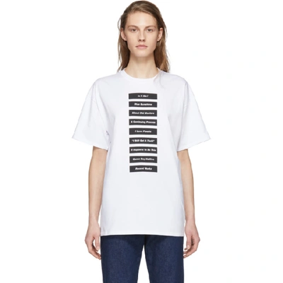 Shop Raf Simons White Wording T-shirt In 00010 White