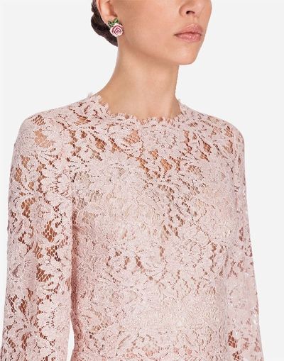 Shop Dolce & Gabbana Cordonetto Lace Dress In Pink