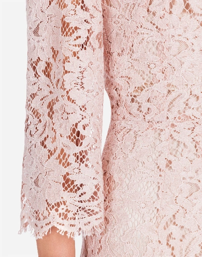 Shop Dolce & Gabbana Cordonetto Lace Dress In Pink