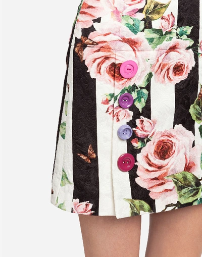 Shop Dolce & Gabbana Mini Skirt In Printed Brocade In Multicolor