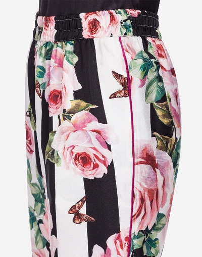 Shop Dolce & Gabbana Pajama Pants In Printed Silk Twill In Multicolor