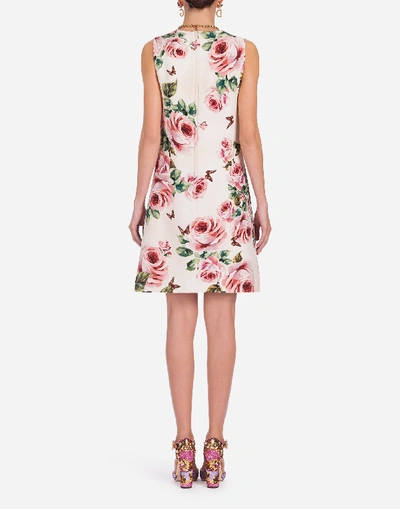 Shop Dolce & Gabbana Printed Wool Dress In Pink