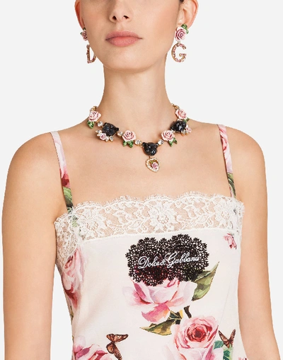 Shop Dolce & Gabbana Printed Silk Top In Pink