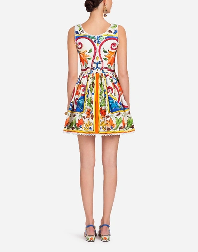 Shop Dolce & Gabbana Printed Cotton Dress In Multicolor
