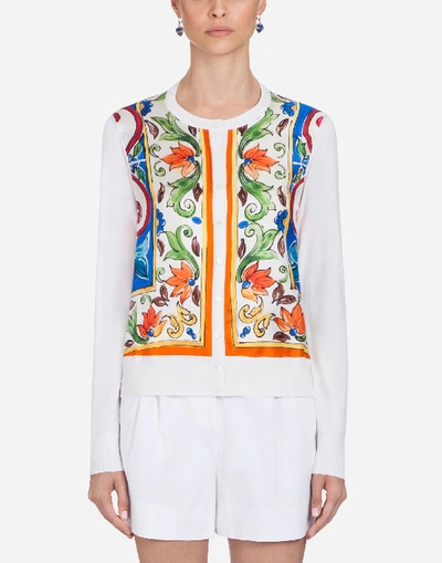Shop Dolce & Gabbana Printed Silk Cardigan In Multicolor