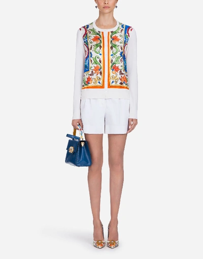 Shop Dolce & Gabbana Printed Silk Cardigan In Multicolor