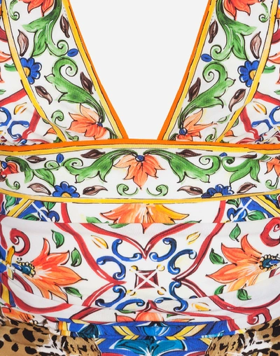 Shop Dolce & Gabbana Printed One-piece Swimsuit In Multicolor