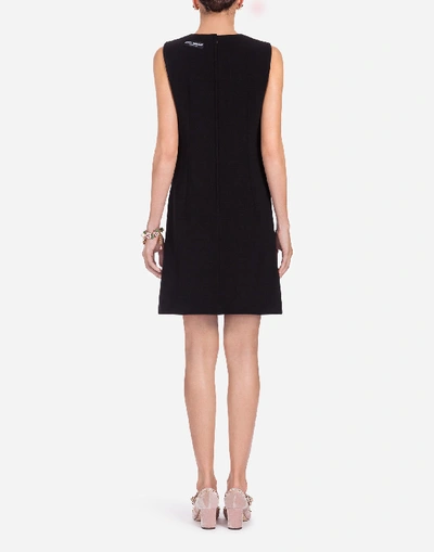 Shop Dolce & Gabbana Wool Dress With Appliqués In Black