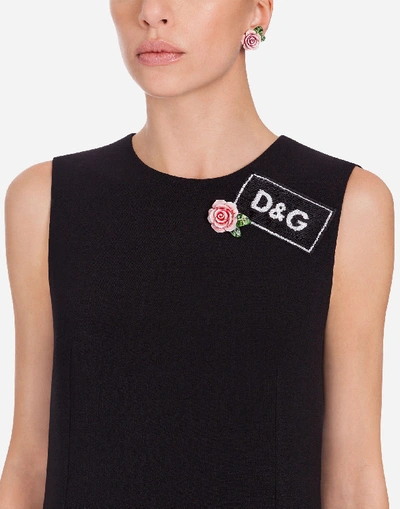 Shop Dolce & Gabbana Wool Dress With Appliqués In Black