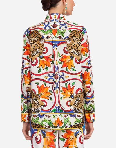 Shop Dolce & Gabbana Majolica Print Cotton Shirt In Multicolor