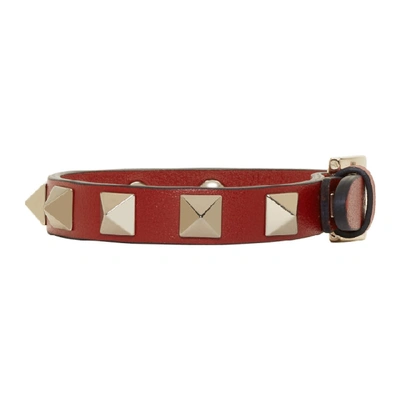 Shop Valentino Red  Garavani Rockstud Bracelet In 0r0 Red