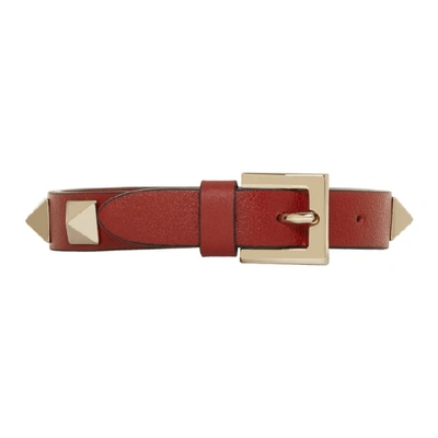 Shop Valentino Red  Garavani Rockstud Bracelet In 0r0 Red