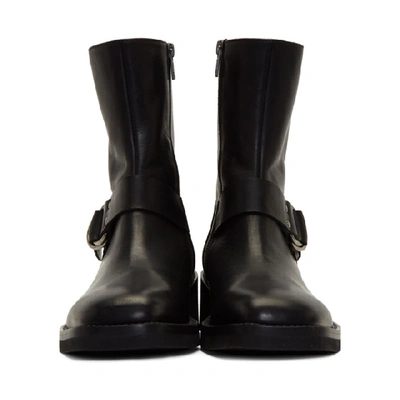 Shop Ann Demeulemeester Black Buckle Boots In 099 Black