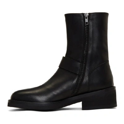 Shop Ann Demeulemeester Black Buckle Boots In 099 Black