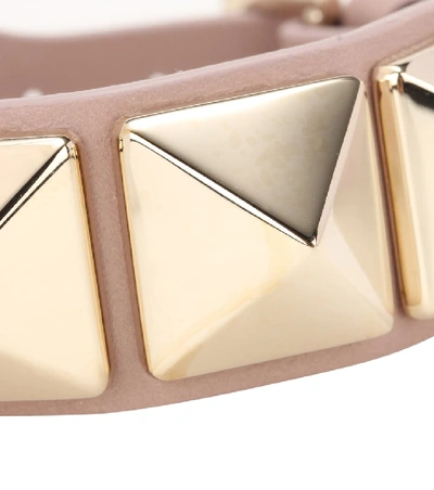 Shop Valentino Rockstud Leather Bracelet In Beige