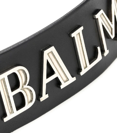 Shop Balmain Embellished Leather Belt In Black