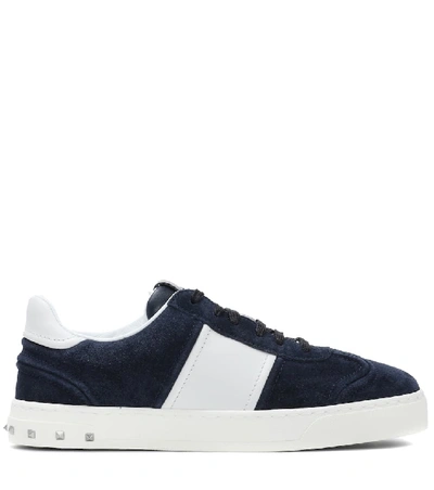 Shop Valentino Fly Crew Suede Sneakers In Blue