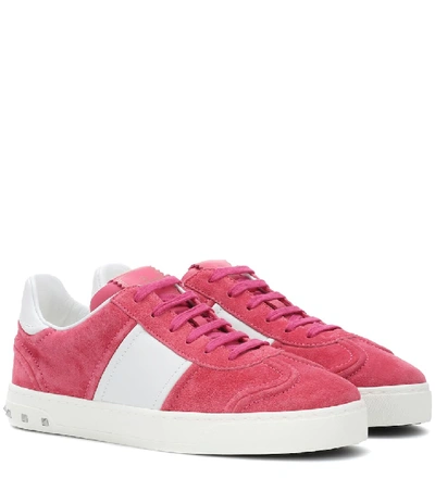 Shop Valentino Fly Crew Suede Sneakers In Pink