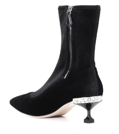 Shop Miu Miu Embellished Suede Ankle Boots In Female