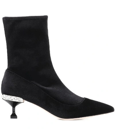 Shop Miu Miu Embellished Suede Ankle Boots In Female