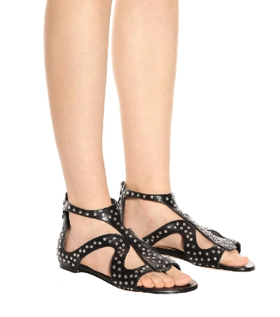 Shop Alexander Mcqueen Studded Leather Sandals In Black