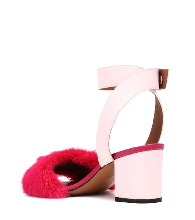 Shop Givenchy Leather And Fur-trimmed Sandals In Pink
