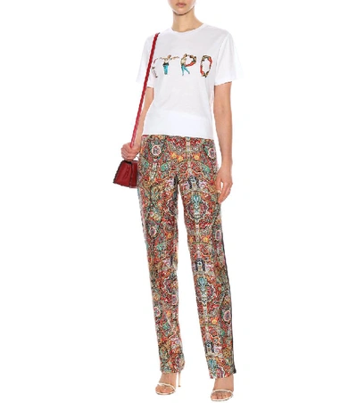 Shop Etro Printed Cotton T-shirt In Multicoloured