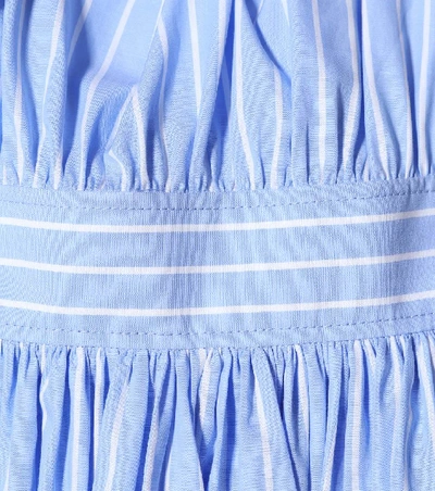 Shop Miu Miu Striped Off-the-shoulder Cotton Dress