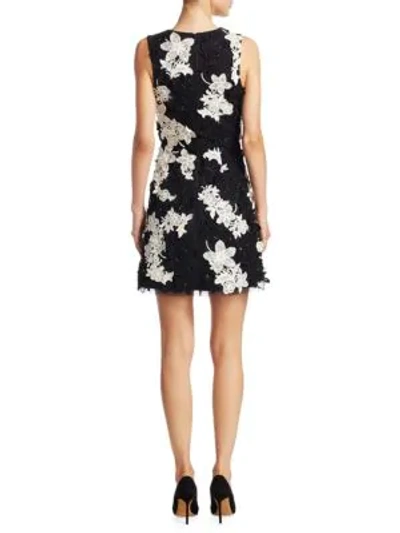 Shop Alice And Olivia Pamela Floral Mini A-line Dress In Black Cream