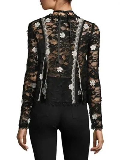Shop Alexis Cyndi Floral Applique Lace Top In Black White
