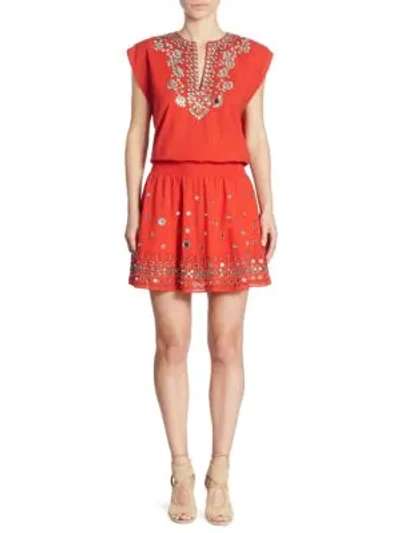 Shop Alice And Olivia Pimmy Cotton Dress In Poppy Yellow