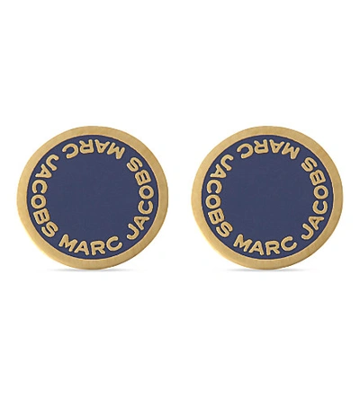 Shop Marc Jacobs Enamel Disc Stud Earrings In Vintage Blue