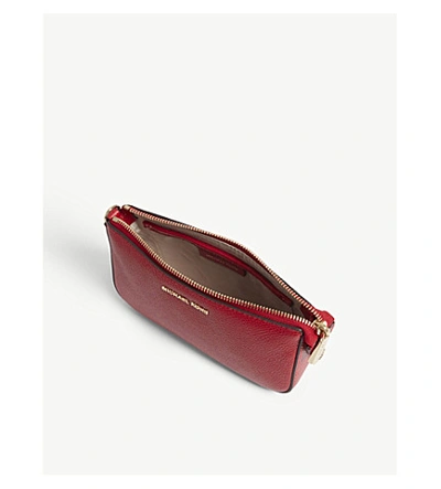 Shop Michael Michael Kors Textured Leather Chain Wallet In Bright Red