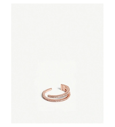 Shop Astrid & Miyu Wishbone Ring In Rose Gold